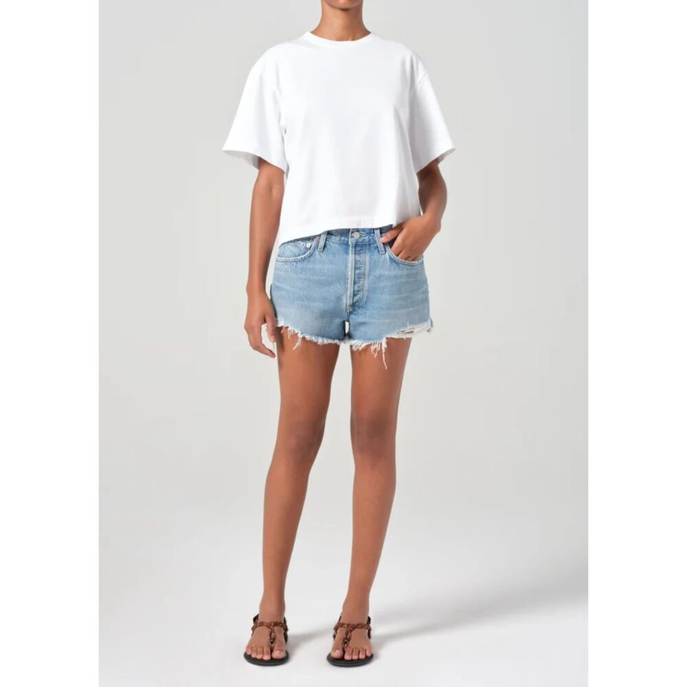 Agolde Parker Vintage Cut Off Denim Shorts Size 26 High Rise Light Wash